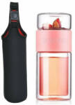  Teásbögre, teásüveg szűrővel, kulacstartó tokkal rózsaszín (KBS-762-02) - pepita - 9 290 Ft