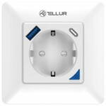  Tellur WiFi intelligens fali csatlakozó, 3600W, 16A, PD20W, USB 18W, fehér