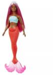 Mattel Barbie Dreamtopia: Színes hajú sellő baba narancssárga uszonnyal HRR02