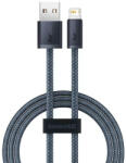  USB töltő- és adatkábel, Lightning, 100 cm, 2400 mA, gyorstöltés, cipőfűző minta, Baseus Dynamic, CALD000416, szürke