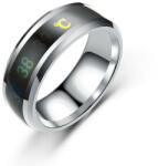  Rozsdamentes acél férfi testhőmérő karikagyűrű, " 9 "-es, fekete-ezüst, Á: 1, 9 , SZ : 0, 8, V: 0, 2 cm (5995206011354)