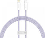  USB Type-C töltő- és adatkábel, Lightning, 100 cm, 2400 mA, 20W, gyorstöltés, PD, cipőfűző minta, Baseus Dynamic 2, CALD040205, lila