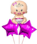 Balloons4party Buchet 3 baloane cu heliu bebe fata