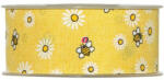 D&D Szalag virággal, méhecskével textil 40mmx20m sárga (PV4127G25)