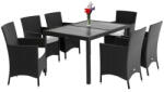 CASARIA RIGA 13 részes polyrattan kerti étkező szett kerti bútor garnitúra 6 személyes fekete WPC asztallap 992866