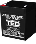 TED Electric Acumulator 12V 5.1Ah F2, AGM VRLA, TED Electric TED003157 (A0061963)