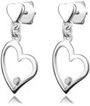 Ekszer Eshop 925 ezüst gyémánt fülbevaló - szívek átlátszó briliánsokkal, stekkerzárral