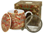 Duo Gift Porcelánbögre tetővel, fémszűrővel, 430ml, dobozban, William Morris: Strawberry Thief Red