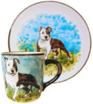 BögreManufaktúra Amerikai Staffordshire Terrier bögre és reggeliző tányér (K049)