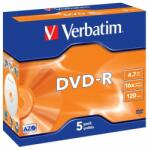 Verbatim Медия Verbatim DVD-R AZO 4.7GB 16X MATT SILVER SURFACE (5 PACK) (43519) - tova