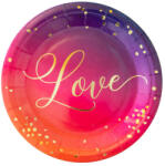 PartyPal Papírtányér Love felirattal 18cm 6db (LUFI441288)