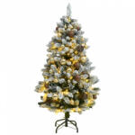 vidaXL csuklópántos műkarácsonyfa 150 LED-del és gömbökkel 150 cm (3210090) - balena
