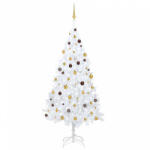 vidaXL fehér megvilágított műkarácsonyfa gömb szettel 240 cm (3077543) - balena