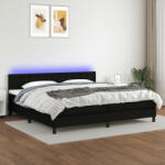 vidaXL fekete szövet rugós és LED-es ágy matraccal 200x200 cm (3133503)