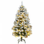 vidaXL csuklópántos műkarácsonyfa 150 LED-del és gömbökkel 150 cm (3210098) - balena