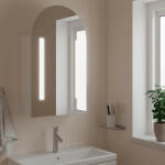 vidaXL fehér ívelt tükrös fürdőszobaszekrény LED-del 42 x 13 x 70 cm (357973) - balena