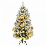 vidaXL csuklópántos műkarácsonyfa 150 LED-del és gömbökkel 120 cm (3210097) - balena