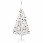 vidaXL fehér megvilágított műkarácsonyfa gömb szettel 240 cm (3077629) - balena