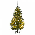 vidaXL csuklópántos műkarácsonyfa 150 LED-del és gömbökkel 120 cm (3210101) - balena