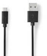 Nedis USB kábel | USB 2.0 | USB-A Dugasz | USB Micro-B Dugasz | 10 W | 480 Mbps | Nikkelezett | 1.00 m | Kerek | PVC | Fekete | Label (CCGL60500BK10)