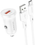 BOROFONE Incarcator Auto Cu Cablu USB-C Borofone BZ18, 18W, 3A, 1 x USB-A, Alb (inc/us/bor/bz/18/3a/1x/al) - vexio