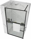 Rea Bler, walk-in típusú zuhanyparaván 70x195 cm, 8mm átlátszó üveg, fekete profil + EVO polc és akasztó, 40904 (40904)