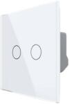 LIVOLO Intrerupator Dublu Cap Scara / Cruce Wi-Fi cu Touch LIVOLO din Sticla - Serie Noua, alb, VL-FC2SNY-2G-2W