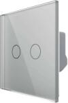 LIVOLO Intrerupator Dublu Cap Scara / Cruce Wi-Fi cu Touch LIVOLO din Sticla - Serie Noua, gri, VL-FC2SNY-2G-2I
