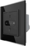 LIVOLO Intrerupator Simplu cu Variator Livolo cu Rama din Sticla, ZigBee - Serie Noua, negru, VL-FC1DZ-2BP-12