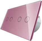LIVOLO Intrerupator dublu + dublu cu touch Wireless Livolo din sticla, roz, VL-C702R/C702R-17 (VL-C702R/C702R-17)