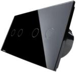 LIVOLO Intrerupator dublu + dublu cu touch Wireless Livolo din sticla, negru, VL-C702R/C702R-12 (VL-C702R/C702R-12)