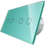 LIVOLO Intrerupator dublu + dublu cu touch Wireless Livolo din sticla, verde, VL-C702R/C702R-18 (VL-C702R/C702R-18)