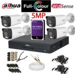 Dahua KIT 4 Camere video complet Full-Color, 5MP, 3.6mm, Lumina Alba 40m, Audio, DVR, HDD 1TB, Cablu, DAHUA - KIT4CHAD-FC-4A36-WDT1