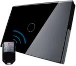LIVOLO Intrerupator wireless cu touch Livolo din sticla si telecomanda inclusa-standard italian, negru, VL-C1/FC1R-3G-12