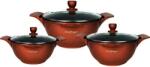 Cheffinger Set 3 cratite cu capac CF-LC01-BUR, acoperire din marmura, 20-24-28cm 2L-3.5L-5.7L, anti lipre (CF-LC01-BUR)