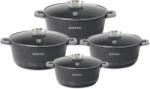 HERZOG Set 4 cratite cu capac HR-5211, acoperire din marmura, 20-24-28-32cm 2.2-4.1-6.4-9.8L (HR-5211)