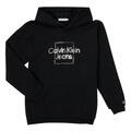 Calvin Klein Pulóverek METALLIC BOX LOGO RELAXED HOODIE Fekete 10 éves