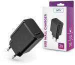 Setty USB hálózati töltő adapter - Setty USB Wall Charger - 5V/3A - fekete - rexdigital
