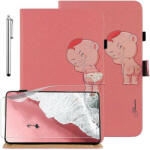 Samsung Tab A7 műbőr tablet könyvtok, érintő ceruzával, kitámasztható, rózsaszín, Doll1 mintás, (+ AJÁNDÉK FÓLIÁVAL), SM-T500, Glandotu