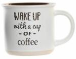 ITEM International Wake up witha cup of coffee feliratú kávés porcelán bögre - 370 ml - krém (AC-523707WAKE-KREM)