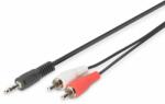 ASSMANN Audio adapter cable, stereo 3.5mm - 2x RCA 2.50m, CCS, 2x0.10/10, shielded, M/M, black (AK-510300-025-S)