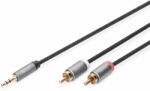 ASSMANN Stereo 3.5mm to 2RCA Splitter Y, M to M Aluminum Housing , Gold plated, NYLON Jacket, 3m (DB-510330-030-S)