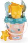 Ecoiffier Set găleată cu stropitoare Scoică Beach Écoiffier și greblă cu lopată și forme pentru nisip 6 piese (17 cm înălțime) de la 18 luni (ECO0307)