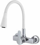 Gamma Flex 3000, falra szerelhető mosogató csaptelep rugalmas karral, fehér-króm, GMA-BFXS-3000WH (GMA-BFXS-3000WH)