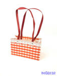  Virágtáska csipkés kocka duplás - Piros