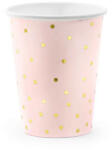 Partydeco Papírpohár 2, 6 dl 6db Rózsaszín, Arany pöttyös, konfettis (LUFI810148)
