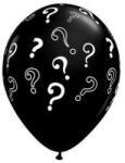 Qualatex Babaváróra 16" 40cm latex fekete léggömb, kérdőjelekkel (LUFI431615)