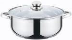 Grunberg Cratita Grunberg din inox, 28 cm, 5.5 l, compatibila cu plita cu inductie, capac din sticla (GR3119)
