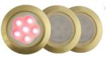Landlite LED-GR01-3x0.5W , 3db-os matt arany földbe süllyesztett LED lámpa szett, piros fényű, IP44
