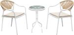 Mobikon Set masa 2 scaune gradina alb bej Elior 56x60x85 cm, 46x71.5 cm (0000354703) - decorer
